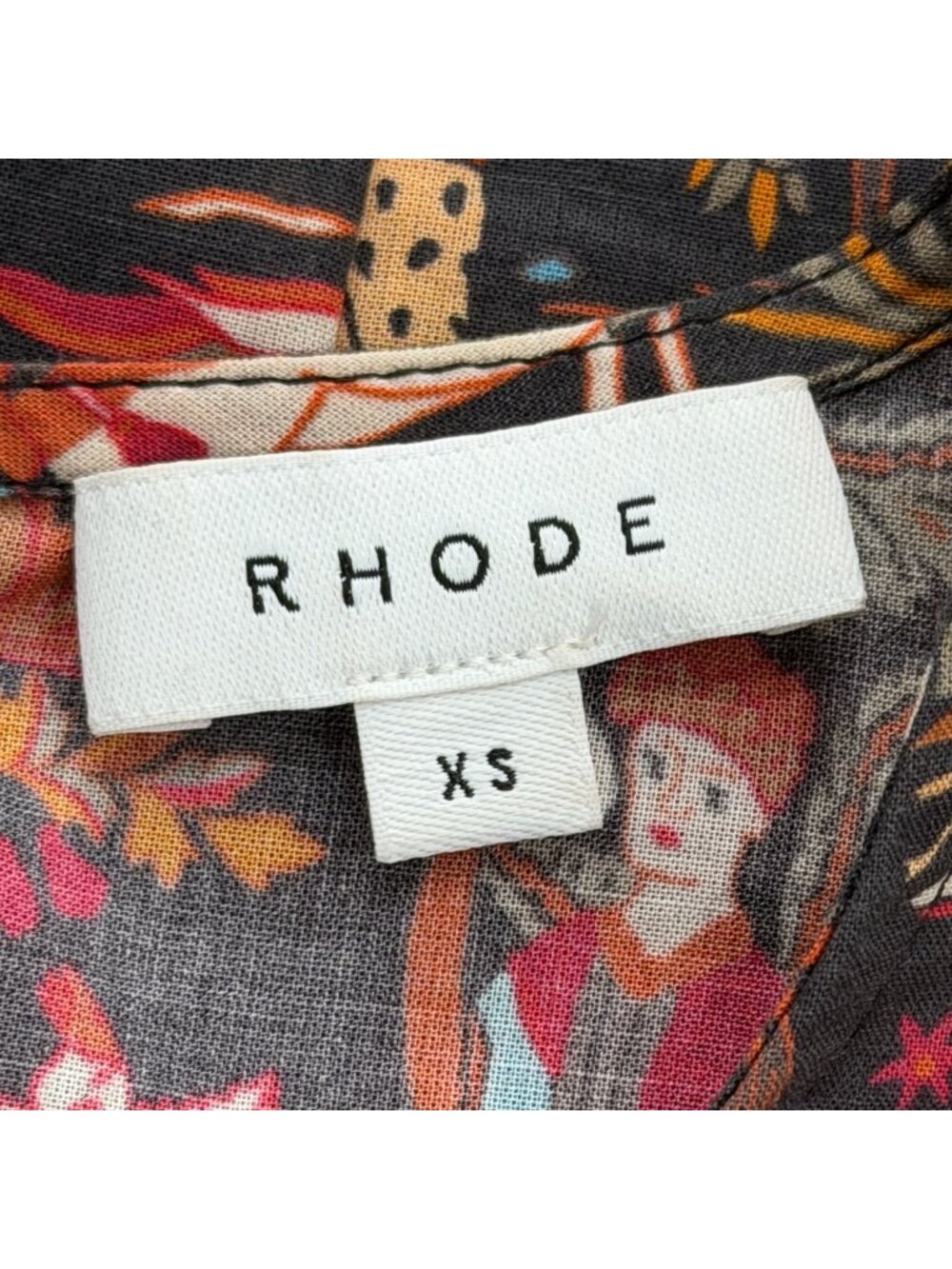 Rhode Womens Size XS Pia Dress Midnight Garden Cotton Puff Sleeve Draped Detail - Picture 5 of 8